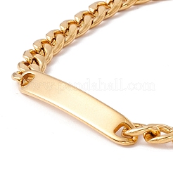 Ion Plating(IP) 304 Stainless Steel Curb Chain with Bar Link Bracelet for Men Women&nbsp;BJEW-F428-01B-G