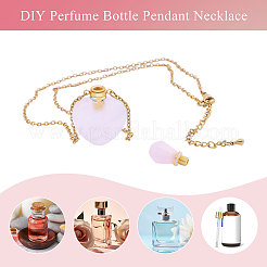 1Pc Stainless Steel Heart Natural Rose Quartz Perfume Bottle Necklaces for Women&nbsp;NJEW-CA0001-26A