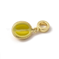 Brass Yellow Enamel Durian European Dangle Charms&nbsp;KK-I359-05G