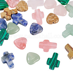 24Pcs 12 Styles Cherry Quartz Glass & Synthetic Malachite & Natural Blue Spot Jasper & Picture Jasper & Green Aventurine & Rose Quartz Beads&nbsp;G-TA0002-92