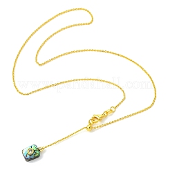 Natural Abalone Shell Geometric Pendant Lariat Slider Necklaces with Brass Cable Chain&nbsp;NJEW-JN06636
