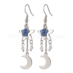 Moon Natural Lapis Lazuli  Dangle Earrings&nbsp;EJEW-JE06776-03