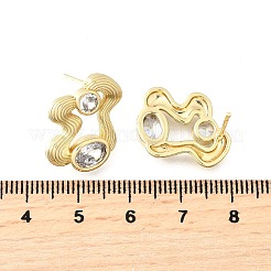 Brass Micro Pave Clear Cubic Zirconia Stud Earrings&nbsp;EJEW-V011-06G