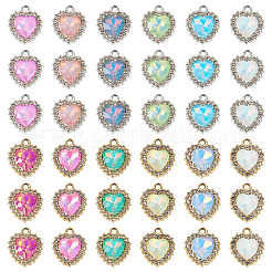 40Pcs 2 Colors UV Plating Alloy with Mixed Color Glass Rhinestone Pendants&nbsp;FIND-PJ0001-39
