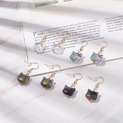 Glass Cat Dangle Earrings&nbsp;EJEW-JE04960
