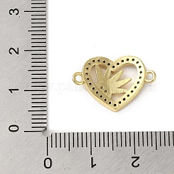 Rack Plating Brass Micro Pave Clear Cubic Zirconia Heart with Sun Connector Charms&nbsp;KK-C052-46G