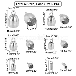 36Pcs 6 Style 304 Stainless Steel Cord Ends&nbsp;STAS-UN0021-11P