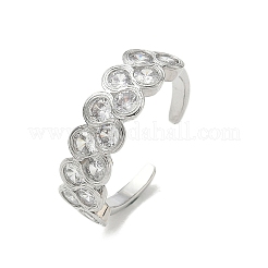 Brass Micro Pave Cubic Zirconia Cuff Open Rings&nbsp;RJEW-C163-14P
