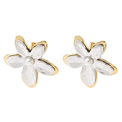 Two Tone 304 Stainless Steel Acrylic Imitation Pearl Stud Earrings&nbsp;EJEW-B156-16GP