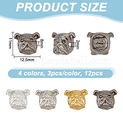12Pcs 4 Colors Alloy Puppy Beads&nbsp;FIND-OC0003-28