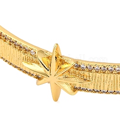 Star Rack Plating Brass Micro Pave Cubic Zirconia Cuff Bracelets for Women&nbsp;BJEW-M040-11G