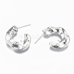 Hammered Brass Stud Earring Findings&nbsp;KK-S356-132P-NF