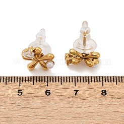 304 Stainless Steel Cubic Zirconia Stud Earrings&nbsp;EJEW-Z110-03G-04