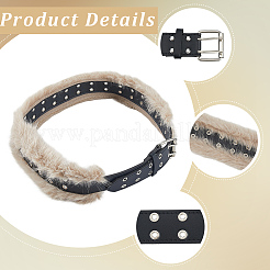 Black Imitation Leather Faux Fur Chain Belts for Women&nbsp;AJEW-WH20006-388A-02
