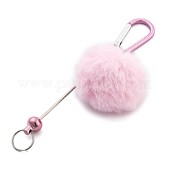 Aluminum Alloy Pom Pom Ball Beadable Keychain Bar&nbsp;HJEW-Q001-01A