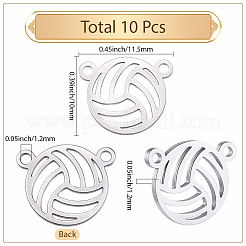 10Pcs Stainless Steel Sport Ball Outline Links Connector Charms&nbsp;STAS-SC0010-17A-P