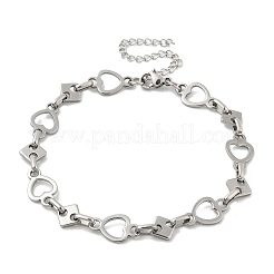 304 Stainless Steel Heart Link Chains Bracelets for Men & Women&nbsp;BJEW-D042-37P