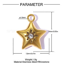 304 Stainless Steel & Rhinestone Pendants&nbsp;STAS-OY015-69G