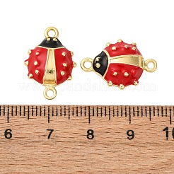 Brass Red and Black Enamel Connector Charms&nbsp;KK-I276-16G