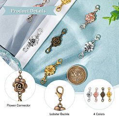 40Pcs 4 Styles Zinc Alloy Double Lobster Claw Clasps Connectors&nbsp;FIND-NB0003-29