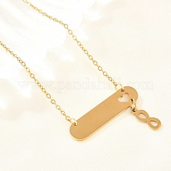 304 Stainless Steel Long Oval with Infinity Pendant Necklaces&nbsp;NJEW-H093-09G