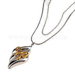 304 Stainless Steel Bowknot Rhombus Pendant Double Layer Necklaces for Women&nbsp;FS-WGC8ADF-02