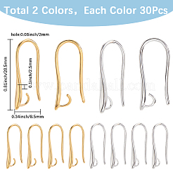 60Pcs 2 Colors Brass Earring Hooks for Earring Designs&nbsp;KK-SP0002-49
