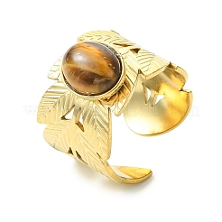 Natural Carnelian/Black Agate/Tiger Eye/Lapis Lazuli/Moss Agate Cuff Open Rings&nbsp;RJEW-JR01079-04