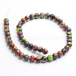 Dyed Natural Imperial Jasper Round Bead Strands&nbsp;G-M274-06-4mm