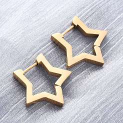 304 Stainless Steel Star Huggie Hoop Earrings&nbsp;STAS-H156-05G