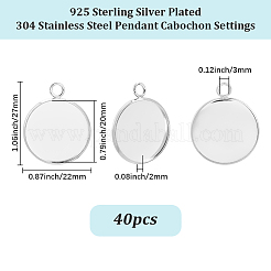 40Pcs 304 Stainless Steel Pendant Cabochon Settings&nbsp;STAS-BBC0008-44S