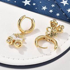 Brass Micro Pave Clear Cubic Zirconia Hoop Earrings&nbsp;EJEW-R016-06G