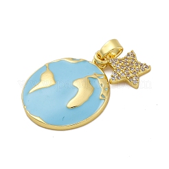 Brass Micro Pave Cubic Zirconia Pendants&nbsp;KK-V009-08G