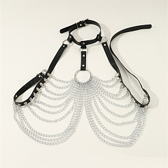Alloy Curb Chain Multi-Layered Chain Imitation Leather Chest Body Chains for Bikini&nbsp;FS-WGDF282-01