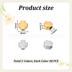 60Pcs 2 Colors 304 Stainless Steel Beads&nbsp;STAS-UN0064-96