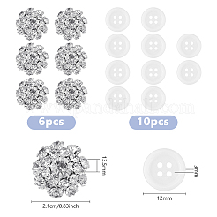 6Pcs Brass & Acrylic Rhinestone Cufflinks&nbsp;BUTT-DC0001-17A