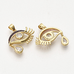 Brass Micro Pave Cubic Zirconia Pendants&nbsp;ZIRC-T012-15G