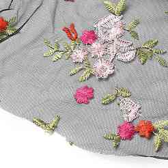 Polyester Flower Embroidered Lace Fabric&nbsp;OCOR-WH0082-12B
