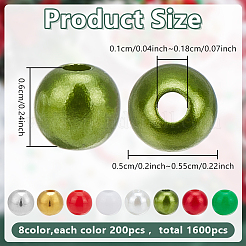 1600Pcs 8 Styles Christmas Theme DIY Round ABS Plastic & Acrylic Beads Findings Kits&nbsp;DIY-AR0004-47