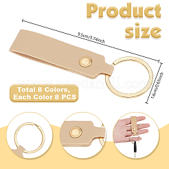 64Pcs 8 Colors PU Leather Keychains&nbsp;KEYC-PH0002-43G