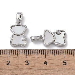 Brass & Shell & Clear Cubic Zirconia Pendants&nbsp;KK-G497-15P