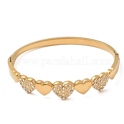 304 Stainless Steel Rhinestone Hinged Bangles for Women&nbsp;BJEW-B168-15G