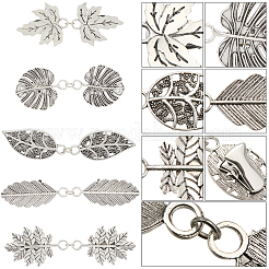 5Pcs 5 Styles Leaf Alloy Cardigan Clips&nbsp;FIND-GF0008-23