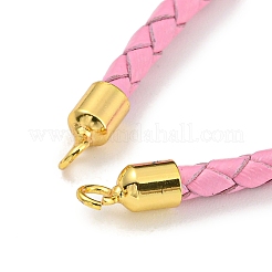 Leather Braided Cord Link Bracelets&nbsp;MAK-K022-01G-13