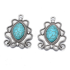 Synthetic Turquoise Pendants Settings for Enamel&nbsp;PALLOY-N157-032
