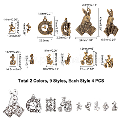 1 Box 72Pcs 18 Styles Rabbit Theme Tibetan Style Alloy Pendants&nbsp;TIBE-NB0001-19