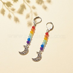 Natural Malaysia Jade with Alloy Moon Long Dangle Leverback Earrings&nbsp;EJEW-JE04909-03