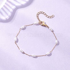 Plastic Pearl Oval Bead Link Bracelets&nbsp;BJEW-JB12603