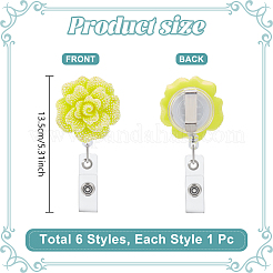 6Pcs Rose Resin Retractable Badge Reel&nbsp;HJEW-NB00303
