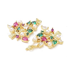 Brass & Cubic Zirconia & Plastic Imitation Pearl Pendants&nbsp;KK-G469-17G